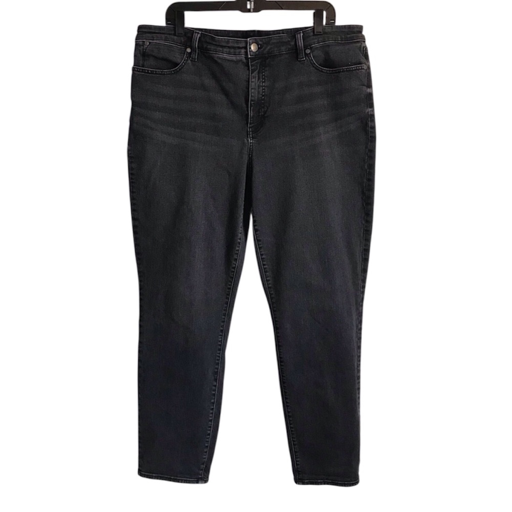 🔴 4/$15 Talbots Women’s 18 Long Classic Black Washed Denim Slim Ankle Jeans EUC